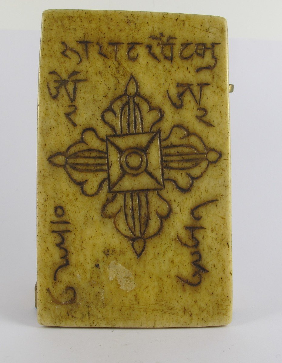 Plaque Votive En Os - Tibet, 18ème siècle-photo-2