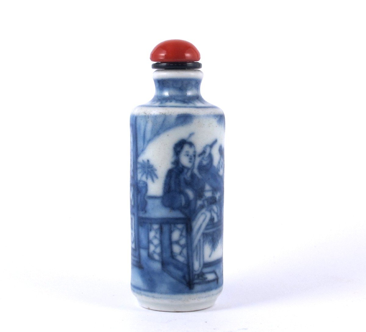 Tabatière Chinoise En Porcelaine Bleu Et Blanc, XIXème Siècle-photo-2