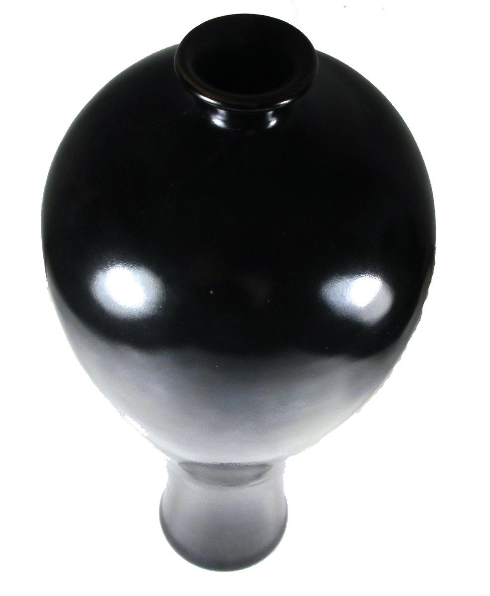 Vase Meiping En Porcelaine Monochrome Noire-photo-2