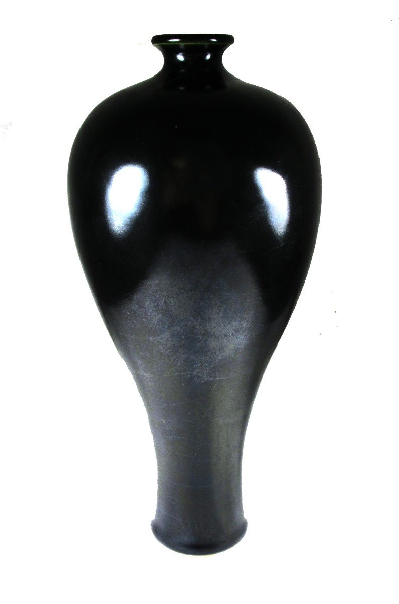 Vase Meiping En Porcelaine Monochrome Noire