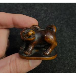 Netsuke - Tiger On The Lookout - Wood 