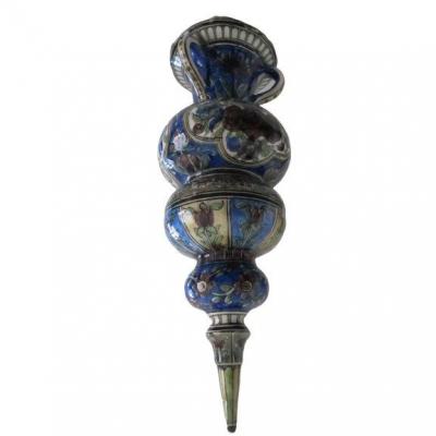 Vase en forme de lampe de mosquée en céramique Qajar