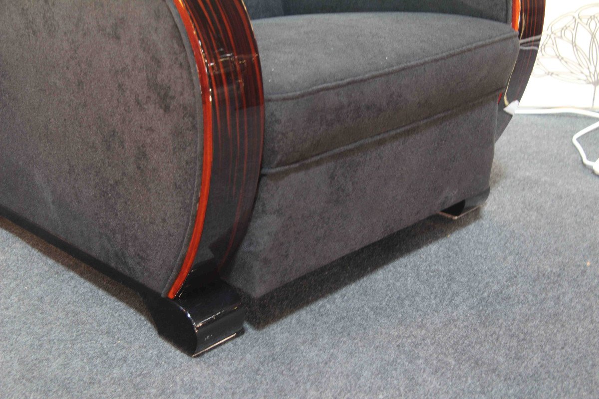Paire De Fauteuils  Club Art Deco En ébène De Macassar-photo-1