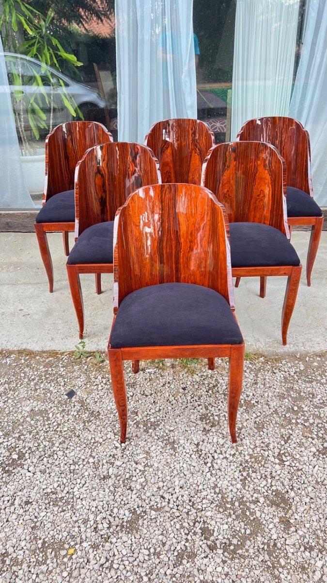 Six Chaises Gondoles Art Déco 