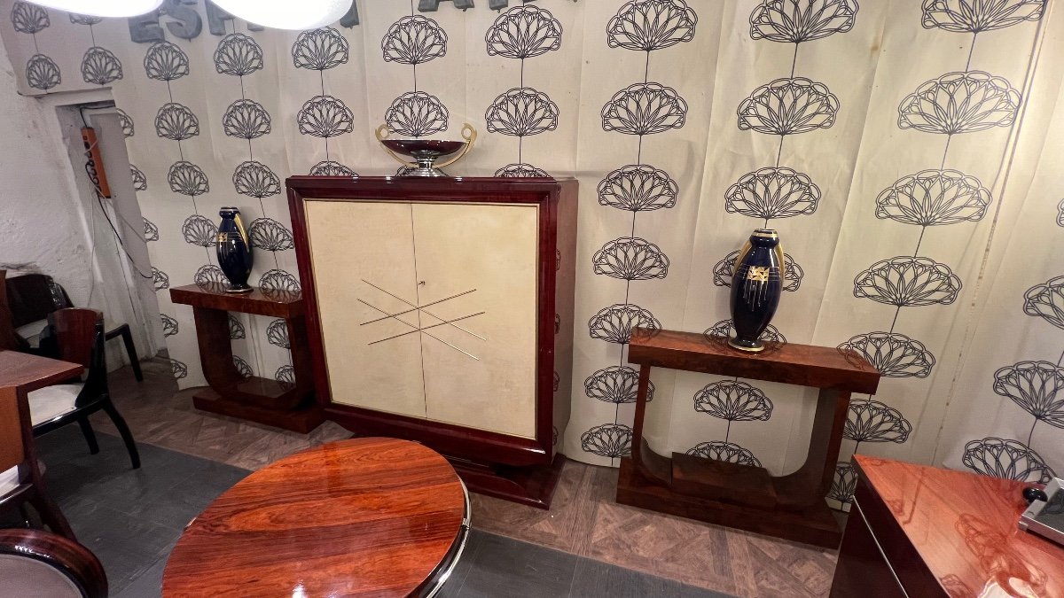Pair Of Art Deco Walnut Console-photo-1