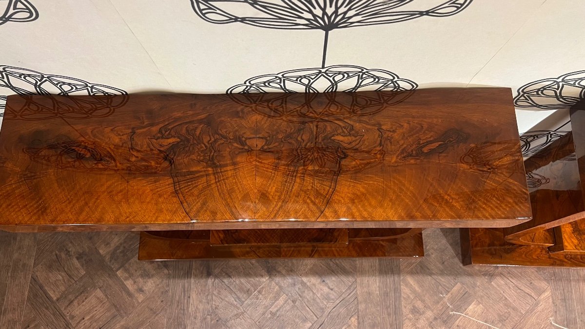 Pair Of Art Deco Walnut Console-photo-2