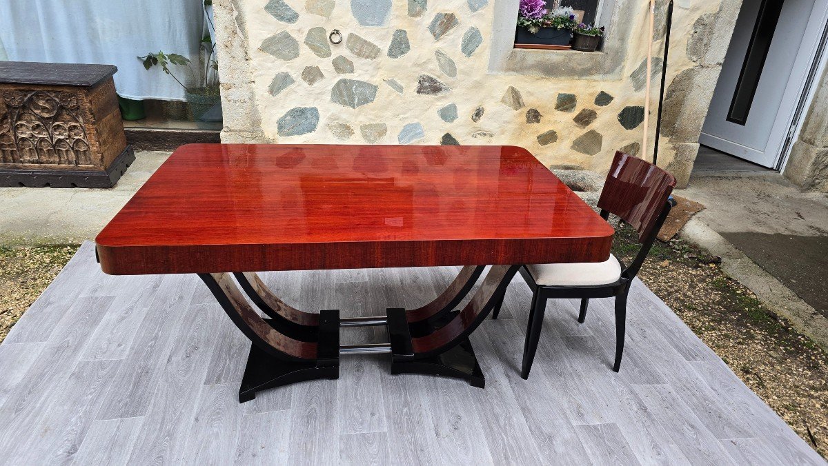 Table De Salle à Manger Art Deco Palissandre Des Indes-photo-3