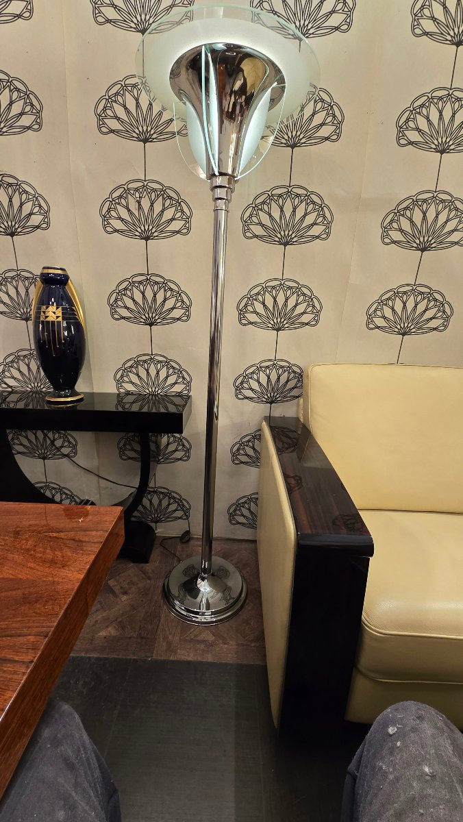 Art Deco 1930 Petitot Floor Lamp (pair)-photo-5