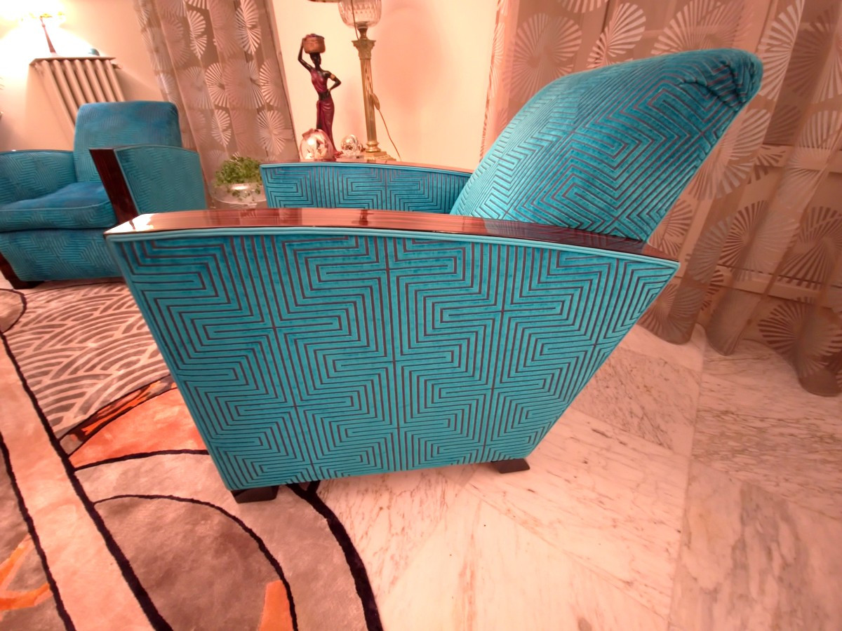 Art Deco Armchairs And Sofa In Ebony From Macassar-photo-3