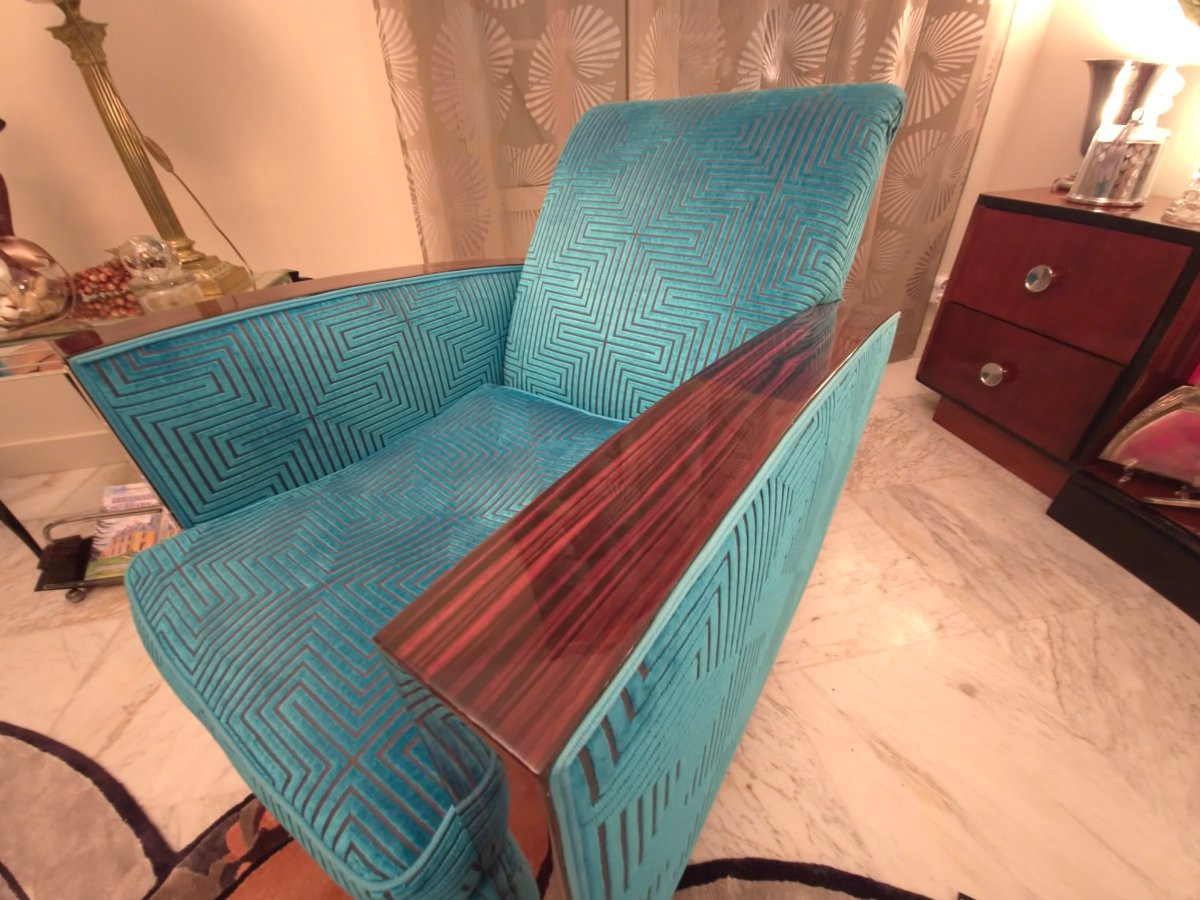 Art Deco Armchairs And Sofa In Ebony From Macassar-photo-3
