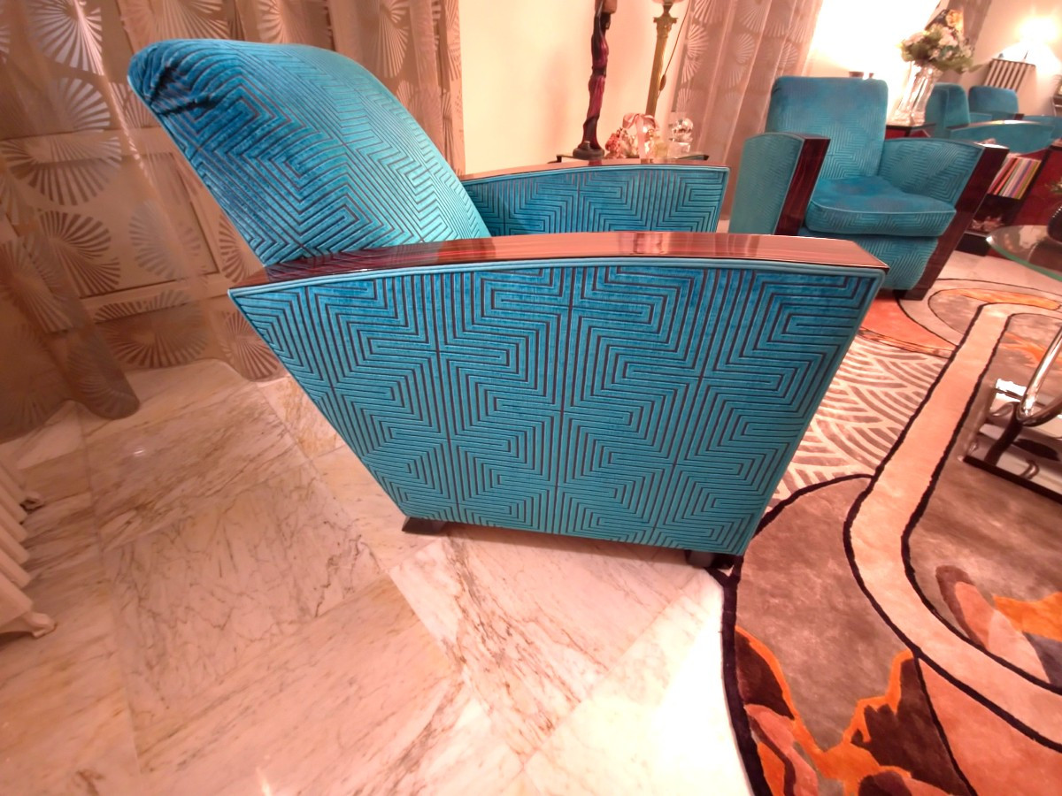 Art Deco Armchairs And Sofa In Ebony From Macassar