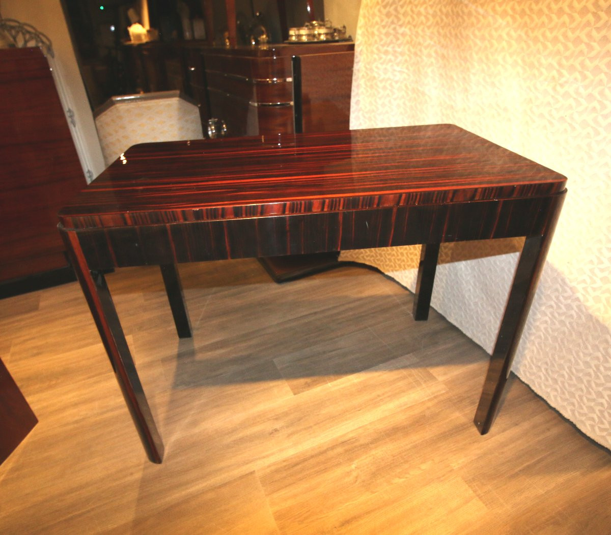 Flat Art Deco Desk In Macassar Ebony -photo-4