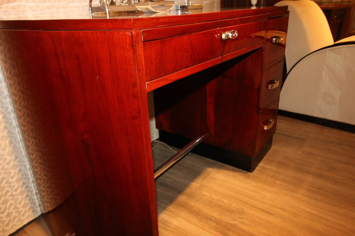 Art Deco Flat Desk In Indian Rosewood -photo-3