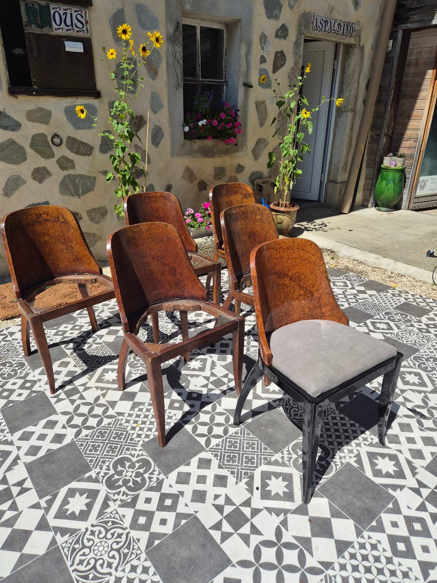 Art Deco Gondola Chairs Made Of Amboina Burl Wood-photo-2