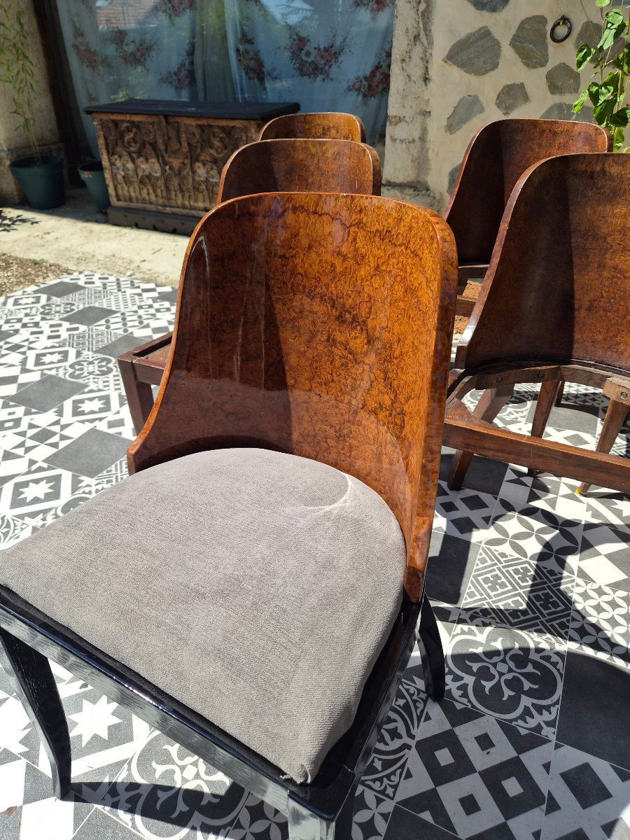 Art Deco Gondola Chairs Made Of Amboina Burl Wood-photo-1