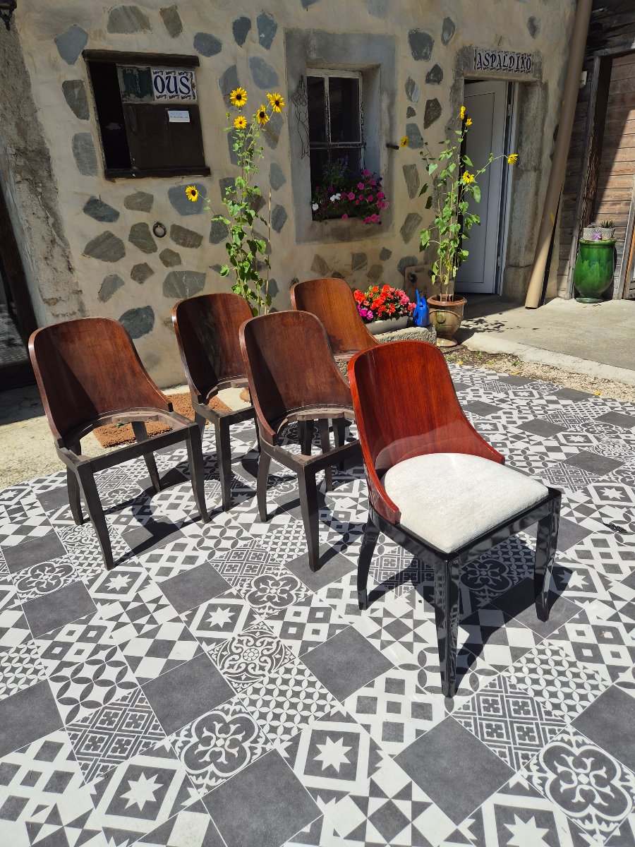 Chaises gondoles art deco en palissandre -photo-2