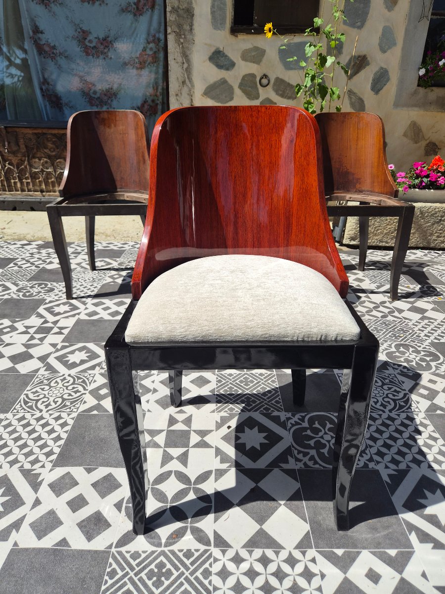 Chaises gondoles art deco en palissandre -photo-3