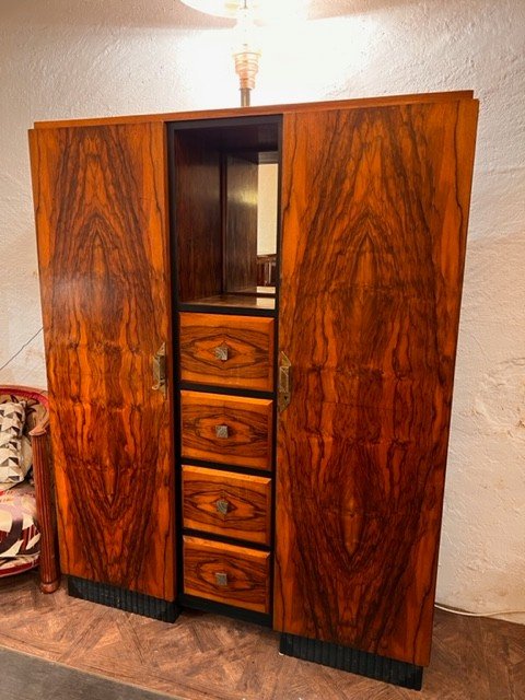 Armoire Art Deco En Noyer -photo-1