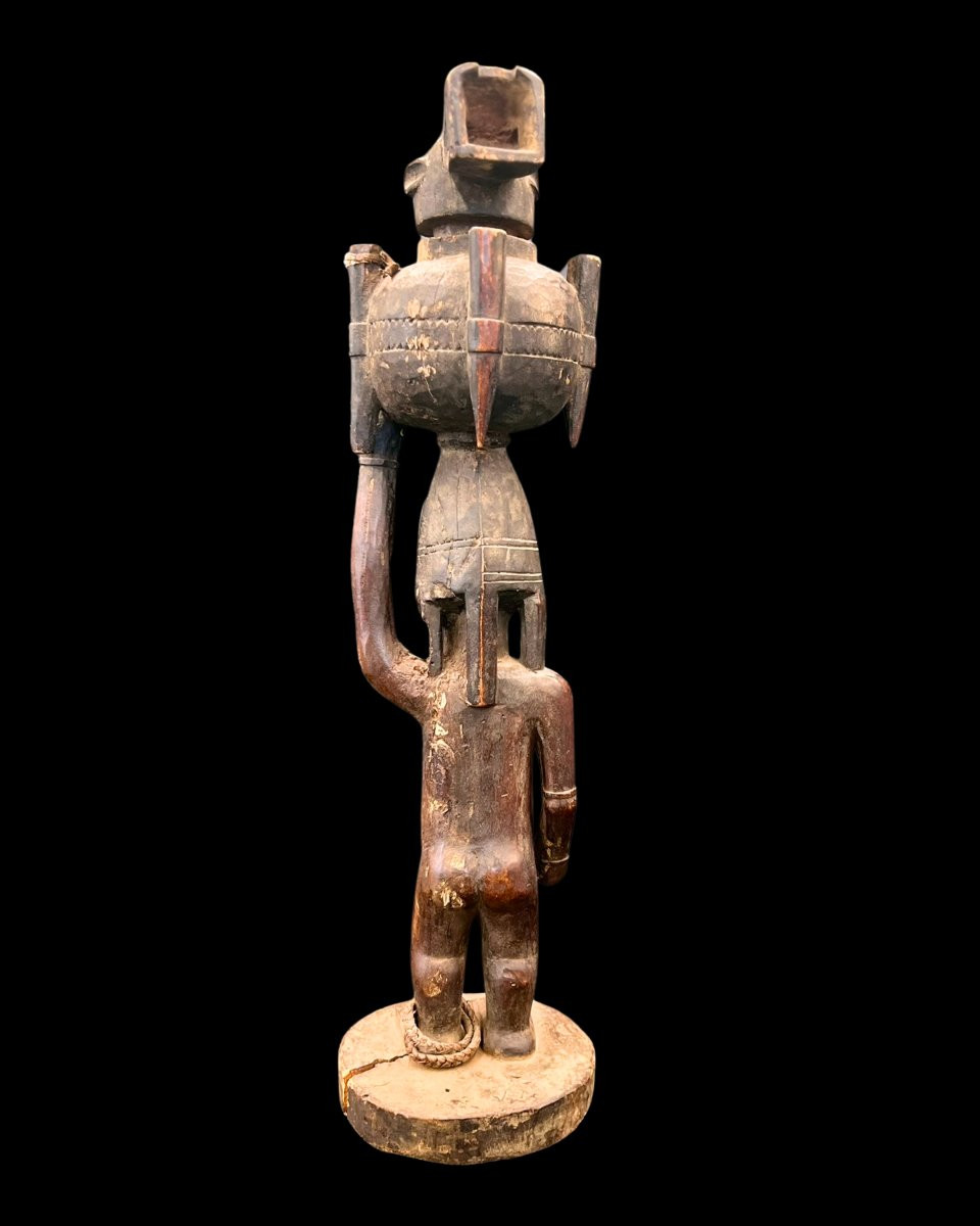 Figure féminine portant une jarre – Peuple Luba, R.D.Congo-photo-3