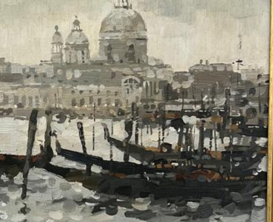 HUILE SUR TOILE D. YBAROV – VUE DE VENISE, XXème -photo-3