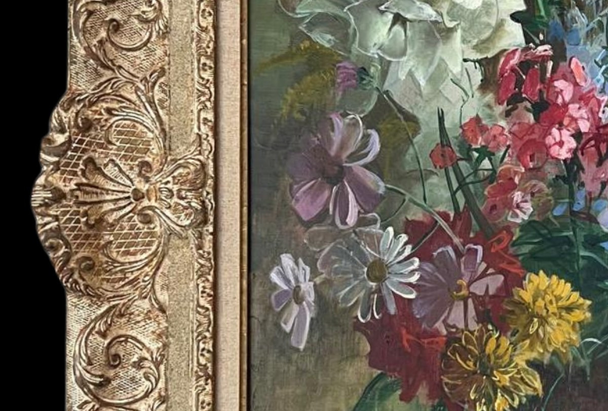 Oil On Canvas J. d'Esparbes – Bouquet Of Flowers, 20th Century -photo-3