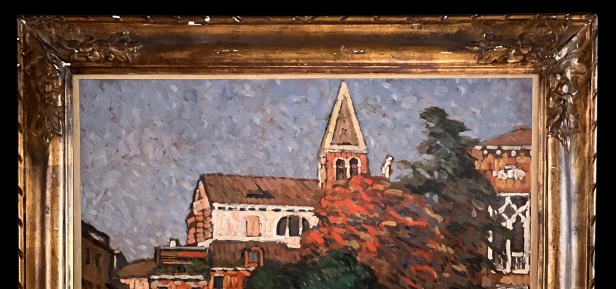 Oil On Canvas F. Olivier – View Of Venice, 20th Century-photo-4