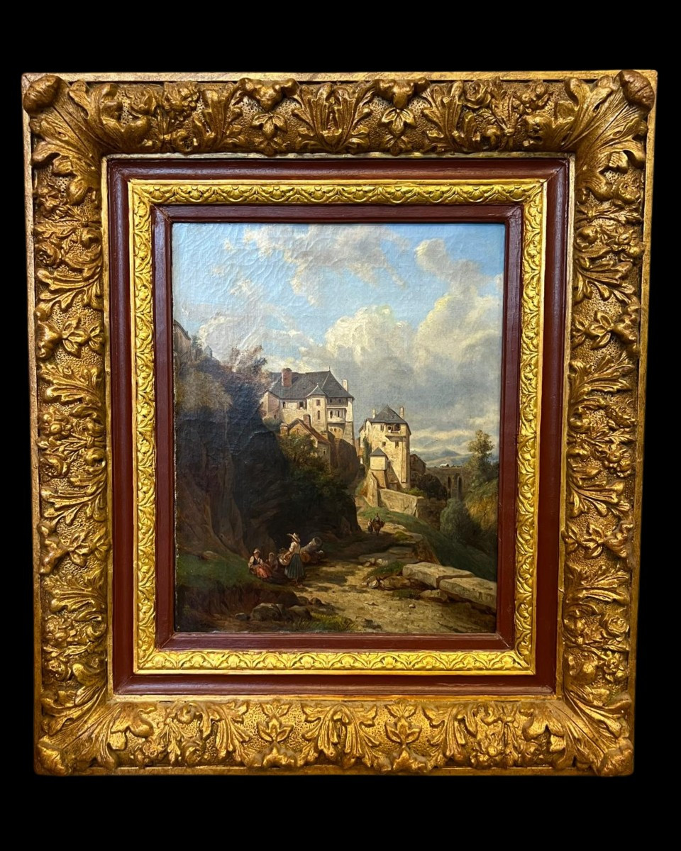 ÉCOLE ROMANTIQUE – VILLAGE SUR FOND DE MONTAGNE, XIXème