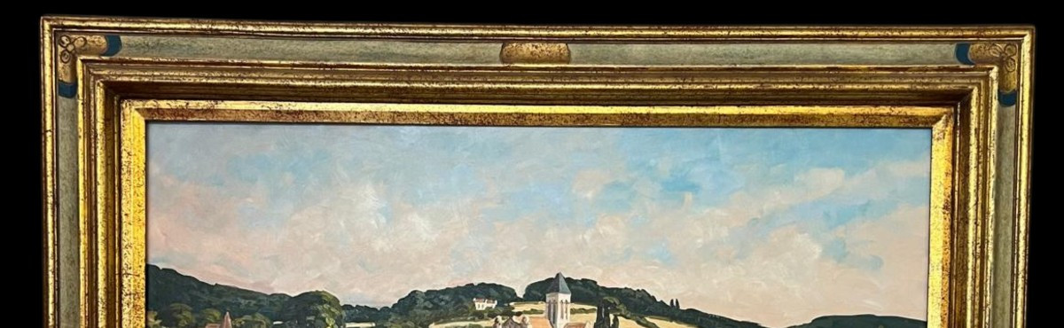 Oil On Canvas - Margueray – Lively Riverbank, 20th Century-photo-4