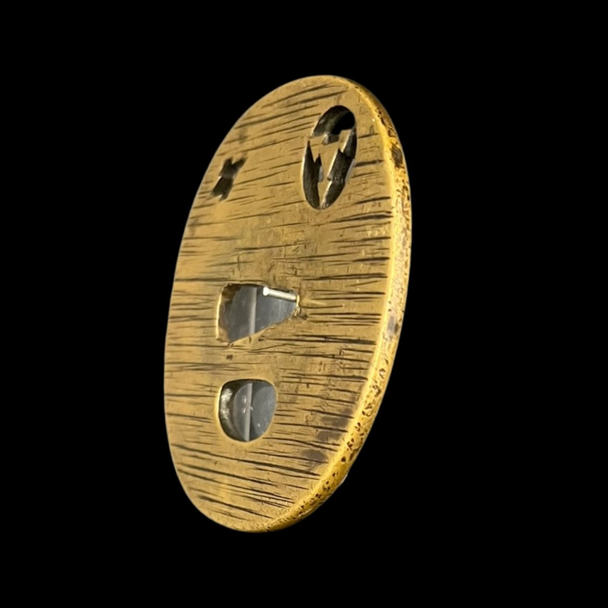 Tsuba japon en shakudō à décor de pluie stylisée et motifs ajourés – Époque Edo (1603–1868)-photo-2
