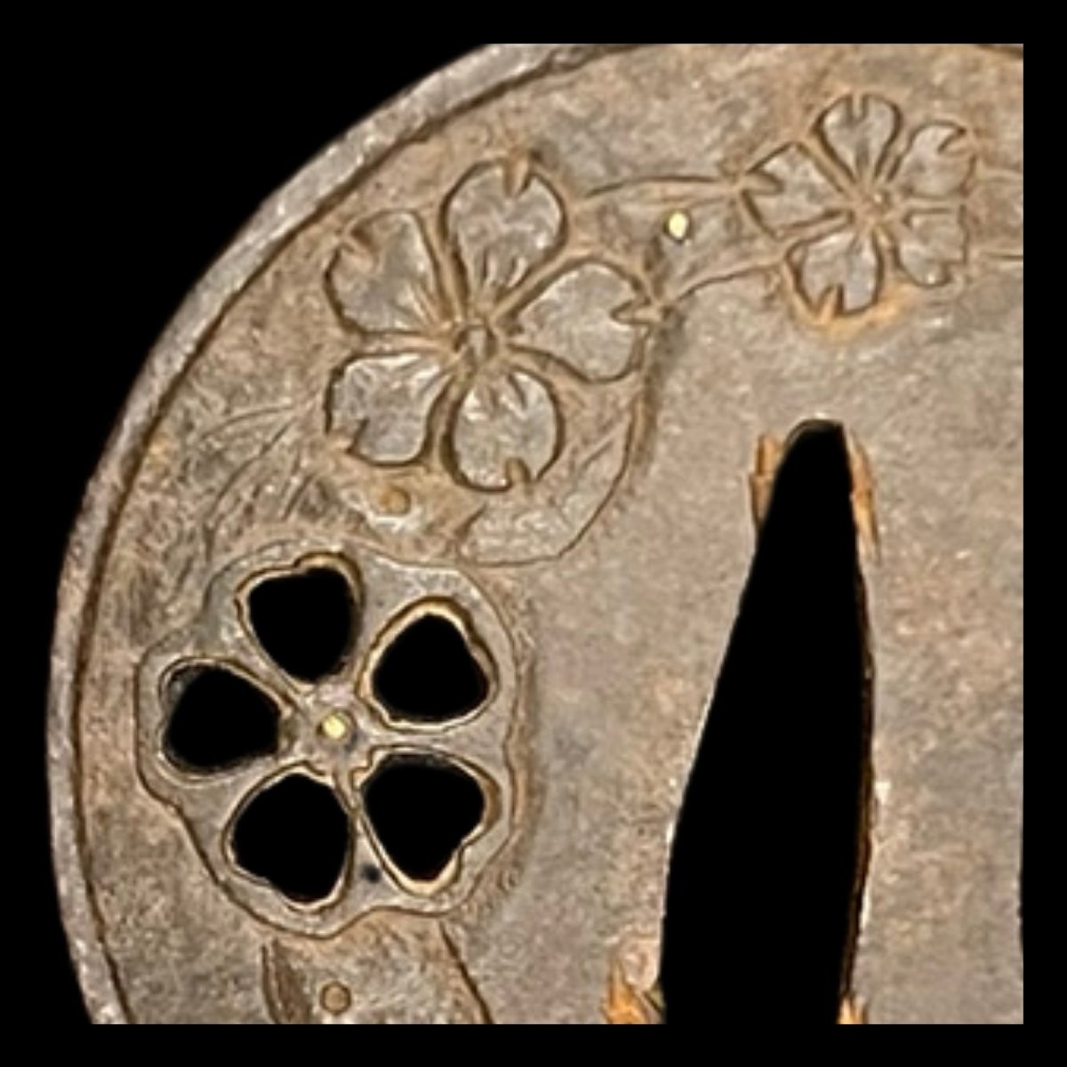 Iron Tsuba With Added Floral Decoration - Japan - Edo Period (17th - Early 19th Century)-photo-3