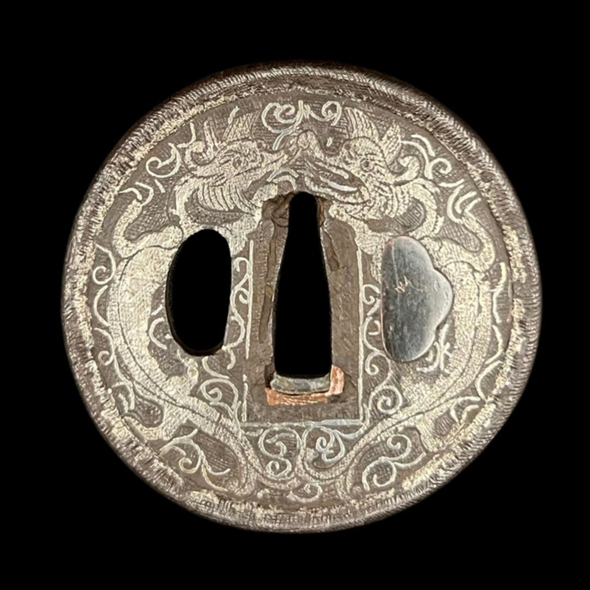 Tsuba en fer à décor de dragons - Epoque Edo (XVIIe–XIXe siècle)-photo-3