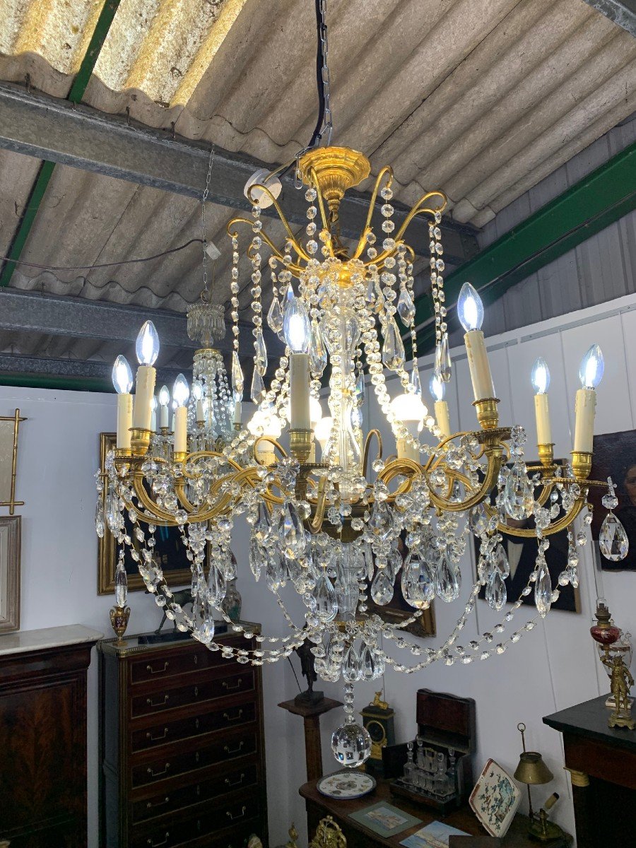 Very Large Chandelier With Pampilles 15 Lights