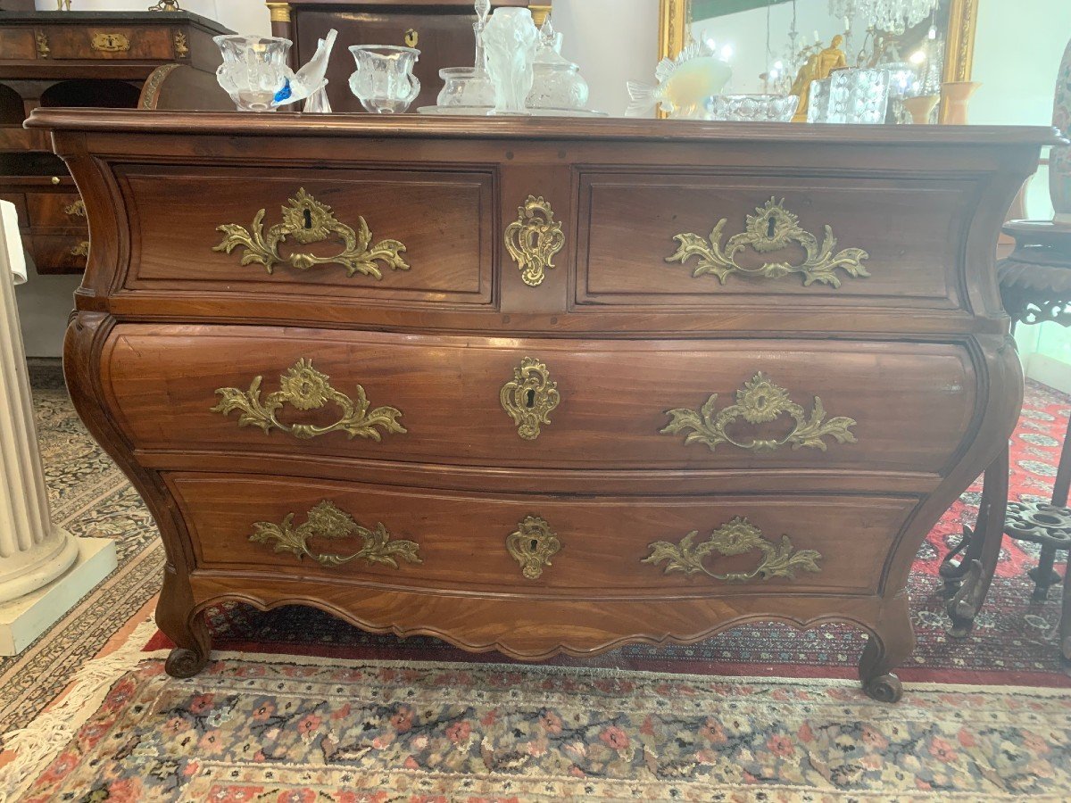 Commode galbée Tombeau Bordelaise Acajou XVIIIe-photo-4