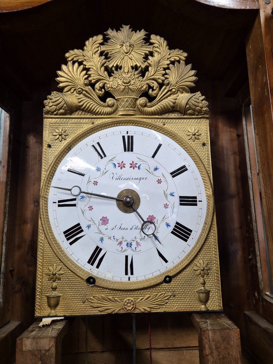 Comtoise Charentaise Parquet Clock Monthly Movement 19th Century-photo-3