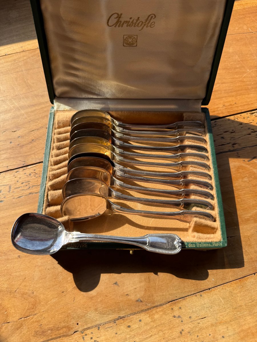 CHRISTOFLE 12 cuillères à glace ARGENT MASSIF modèle JOUBERT 