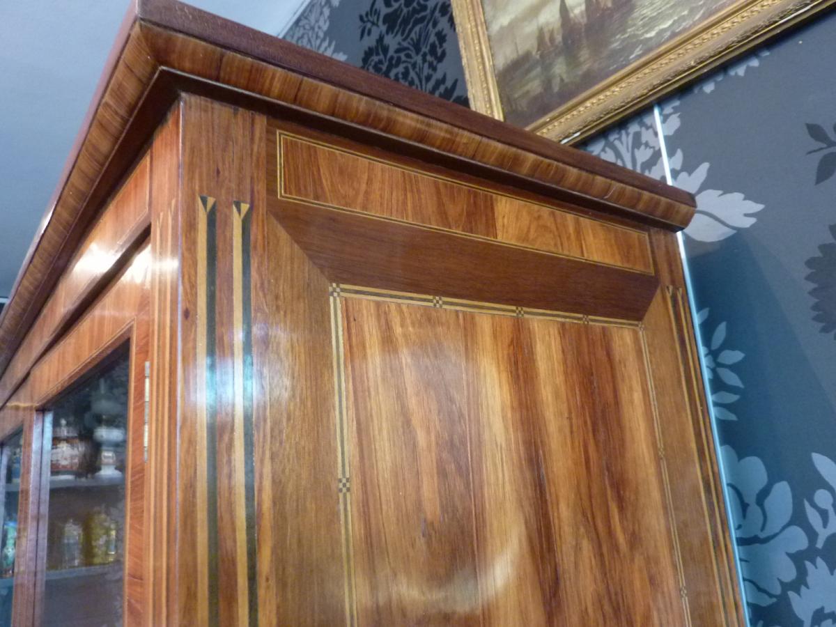 Commode Vitrine En Maquetterie d'époque Louis XVI-photo-4