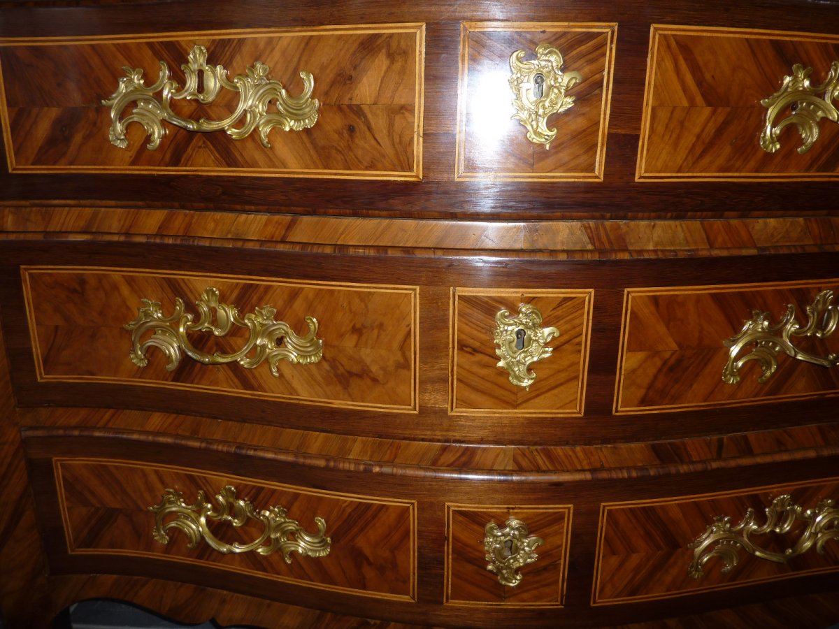 Curved Louis XV Commode Eighteenth Time-photo-4