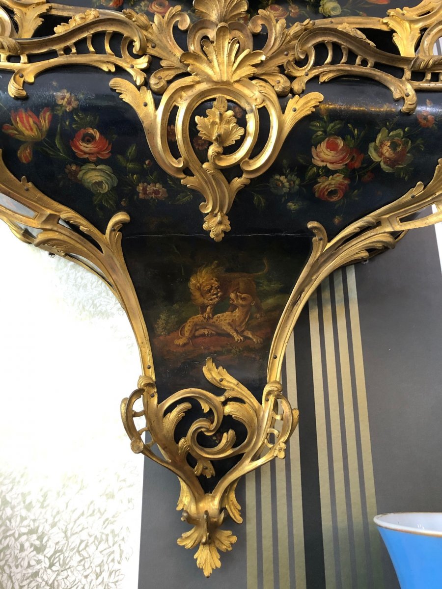 Large Louis XV 18th Century Cartel With Martin Varnish 150 Cm-photo-4