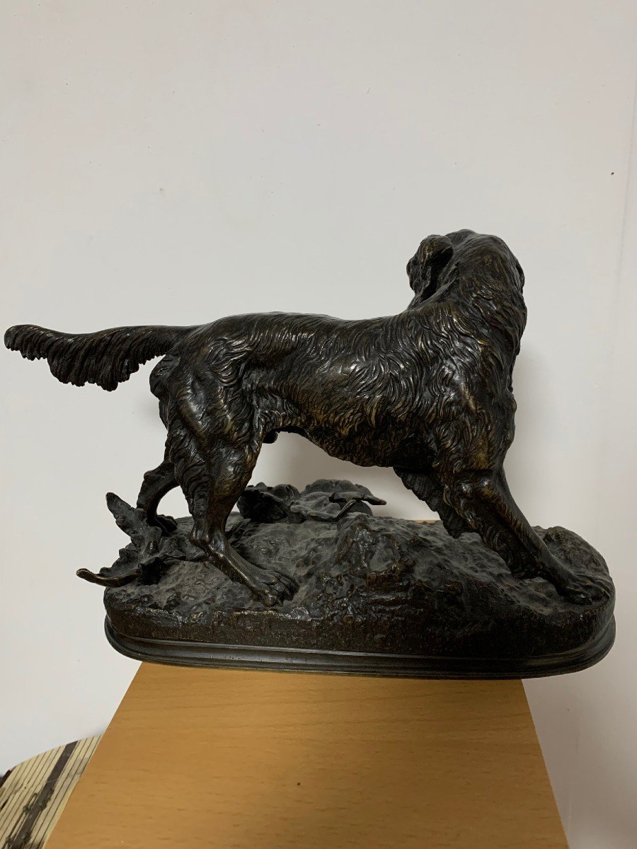 Jules Moigniez  Statue Bronze Chien Setter Et Lièvre-photo-1