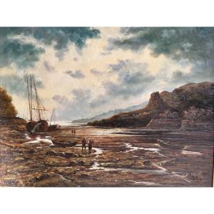 Beautiful Marine Painting. Low Tide