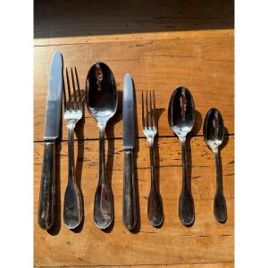 84-piece Solid Silver Tableware Set By Emile Puiforcat, Noailles Model