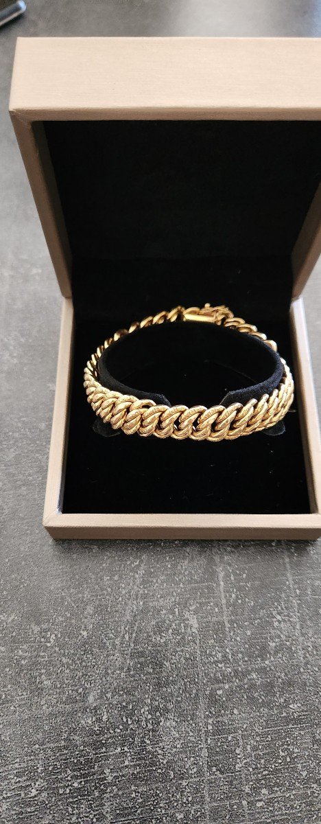 Bracelet Gourmette Maille Américaine Plaqué Or 18 Carats - Longueur 19 Cm - Neuf Sans Emballage