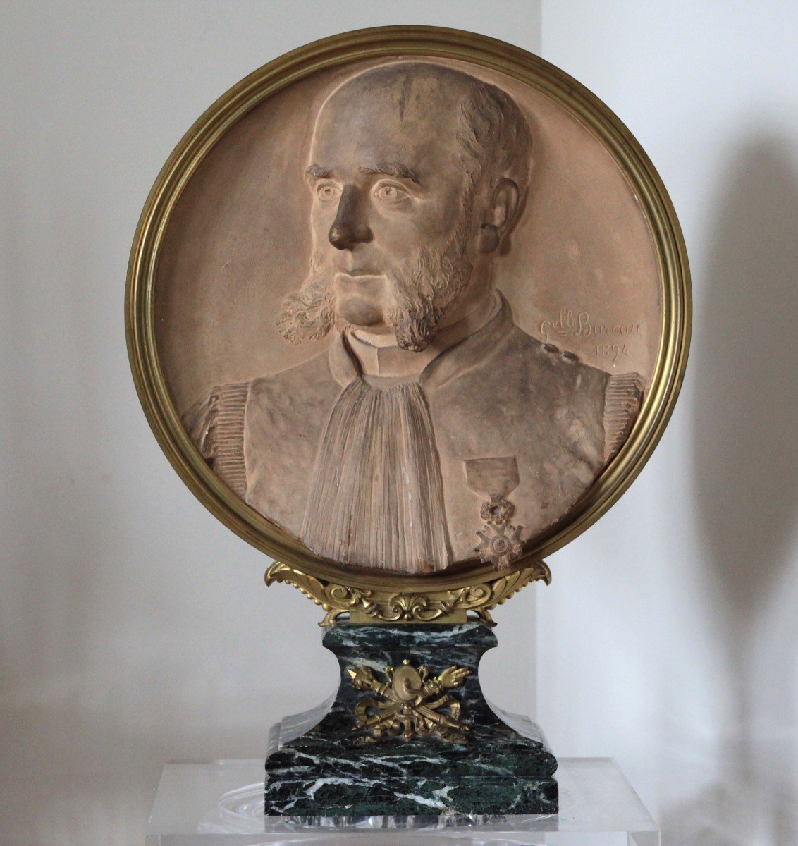 Large Terracotta Medallion - Portrait Of Edmond Rousse-photo-5