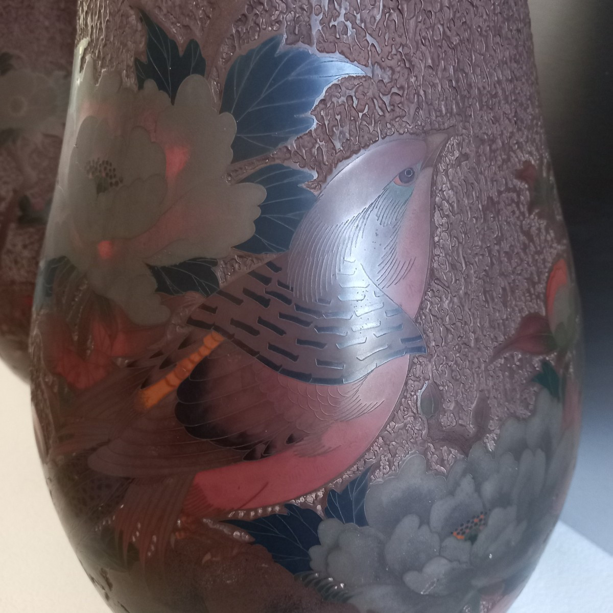 PAIRE DE GRANDS VASES PORCELAINE JIKKI SHIPPO - JAPON -photo-4