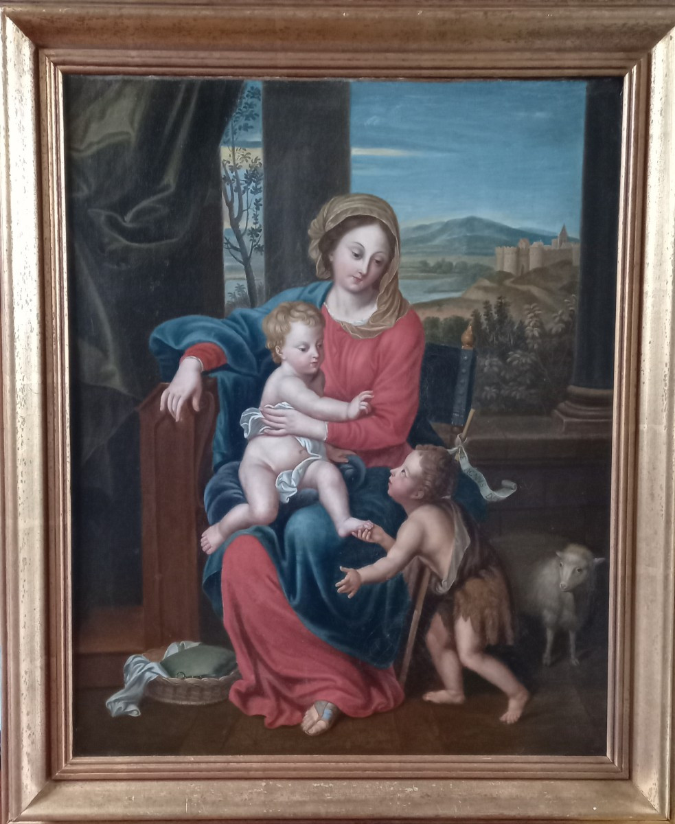 Tableau Vierge à l'enfant et Saint Jean Baptiste 