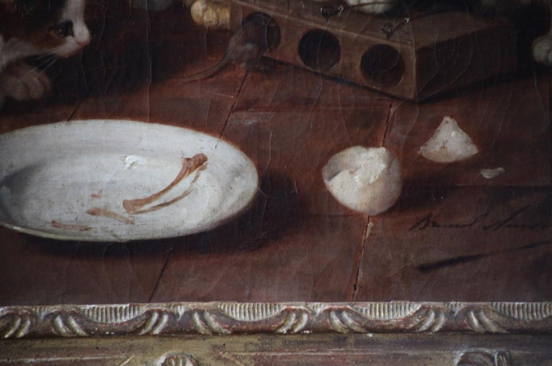 Painting By Brunel De Neuville - Cat And Mouse-photo-2