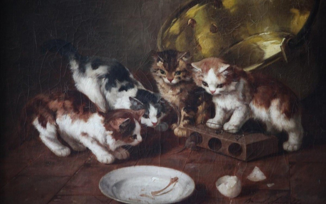Painting By Brunel De Neuville - Cat And Mouse-photo-7