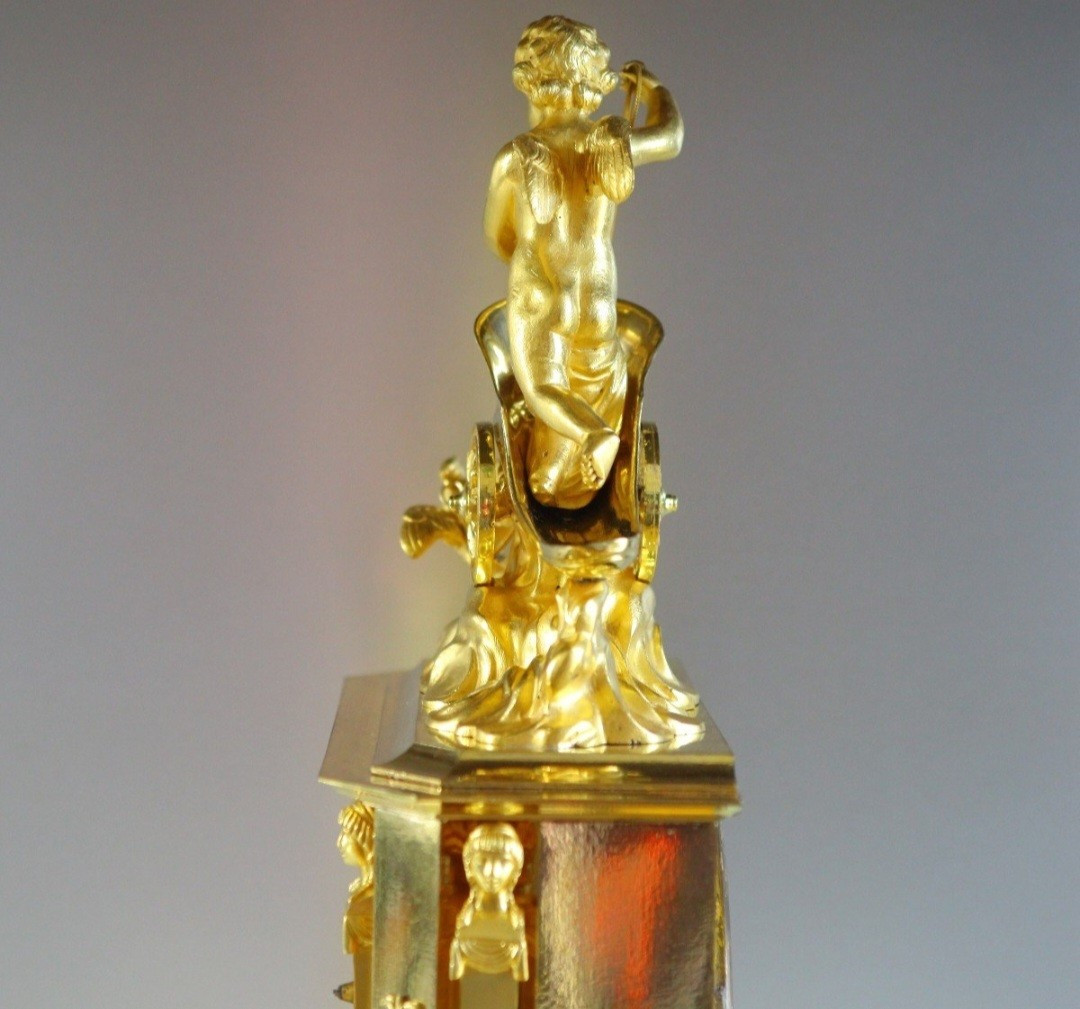 PENDULE AU CHAR ET OISEAUX - CHOPIN - ÉPOQUE EMPIRE -photo-4