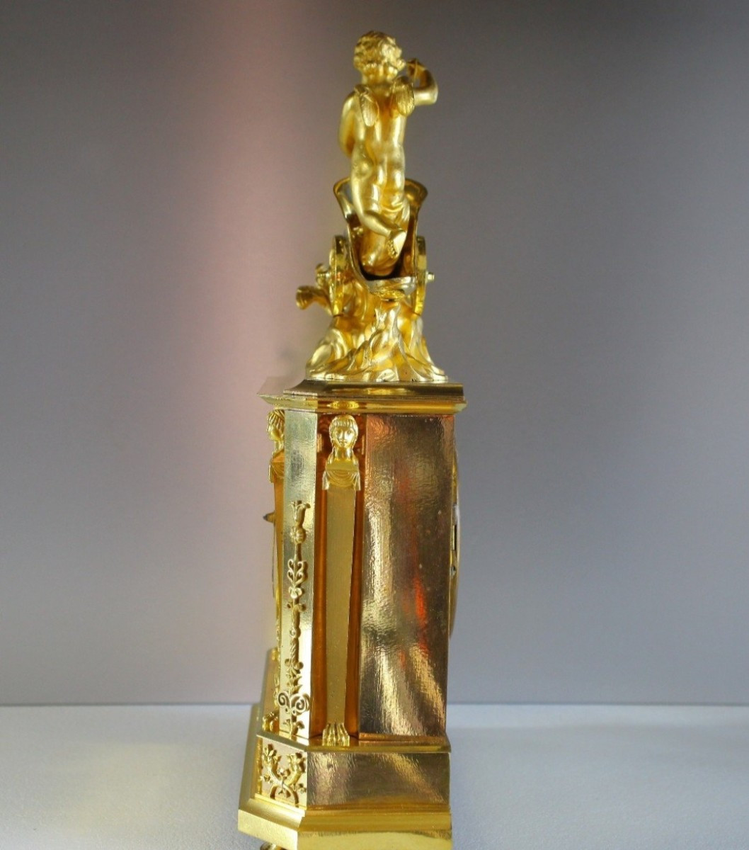 PENDULE AU CHAR ET OISEAUX - CHOPIN - ÉPOQUE EMPIRE -photo-5