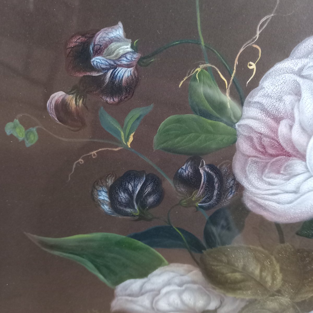 Tableau Bouquet de Fleurs - 19ème siècle - Henri Jehin-photo-3